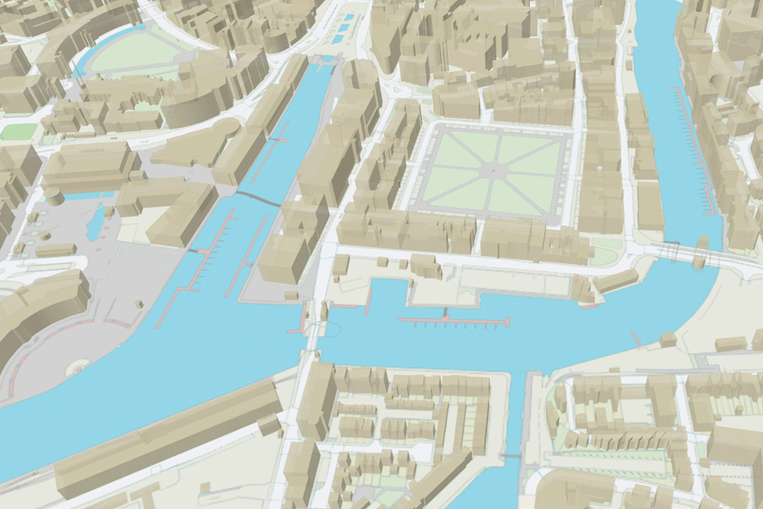 OS MasterMap Topography Layer with Building Height Attribute data displayed using Backdrop Style Sheets from the OS GitHub in a GIS environment
