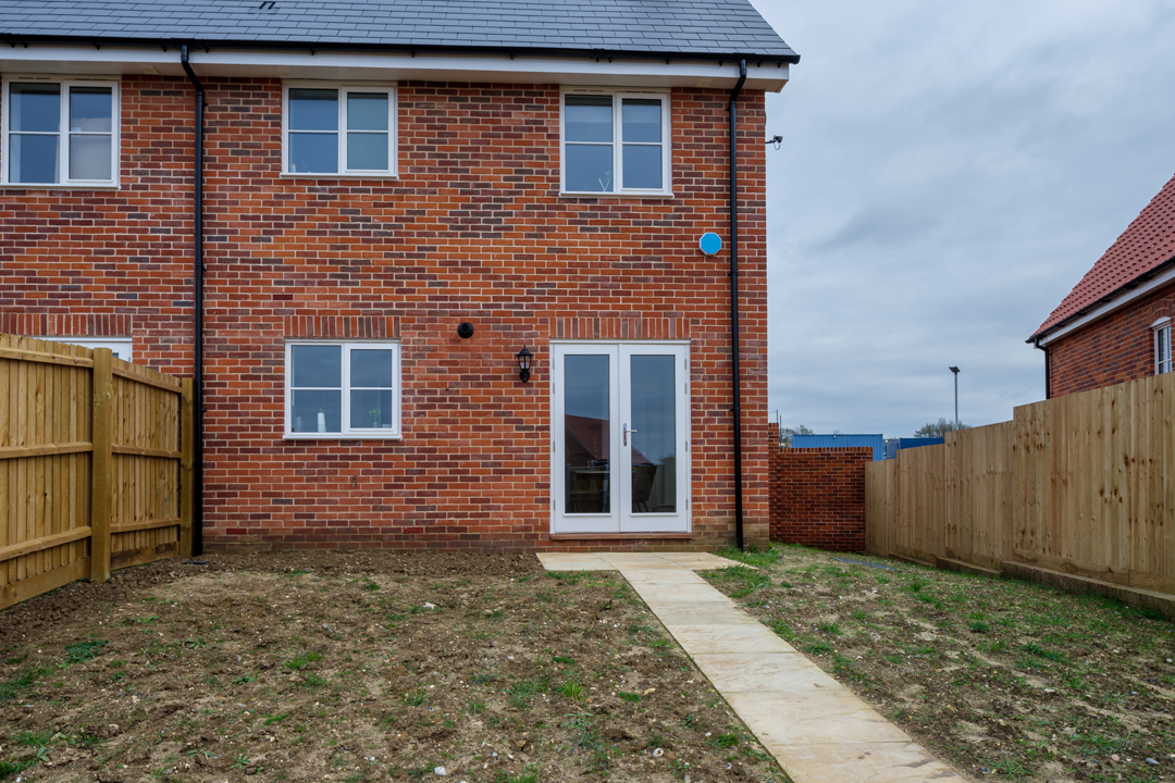 New build property with rear garden ready for extension or landscaping - typical use case for a 1:200 block plan