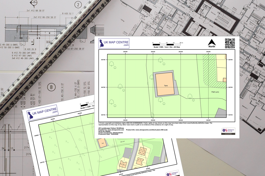 OS Planning Pack composited with architectural drawings - both plans ready to submit alongside your design drawings